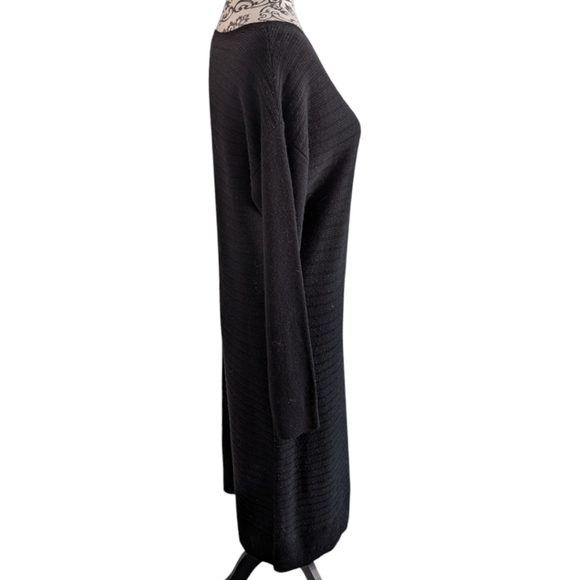 Banana Republic Wool-Cashmere Blend Ribbed Sweater Dress Black Women's Medium - Picture 5 of 14